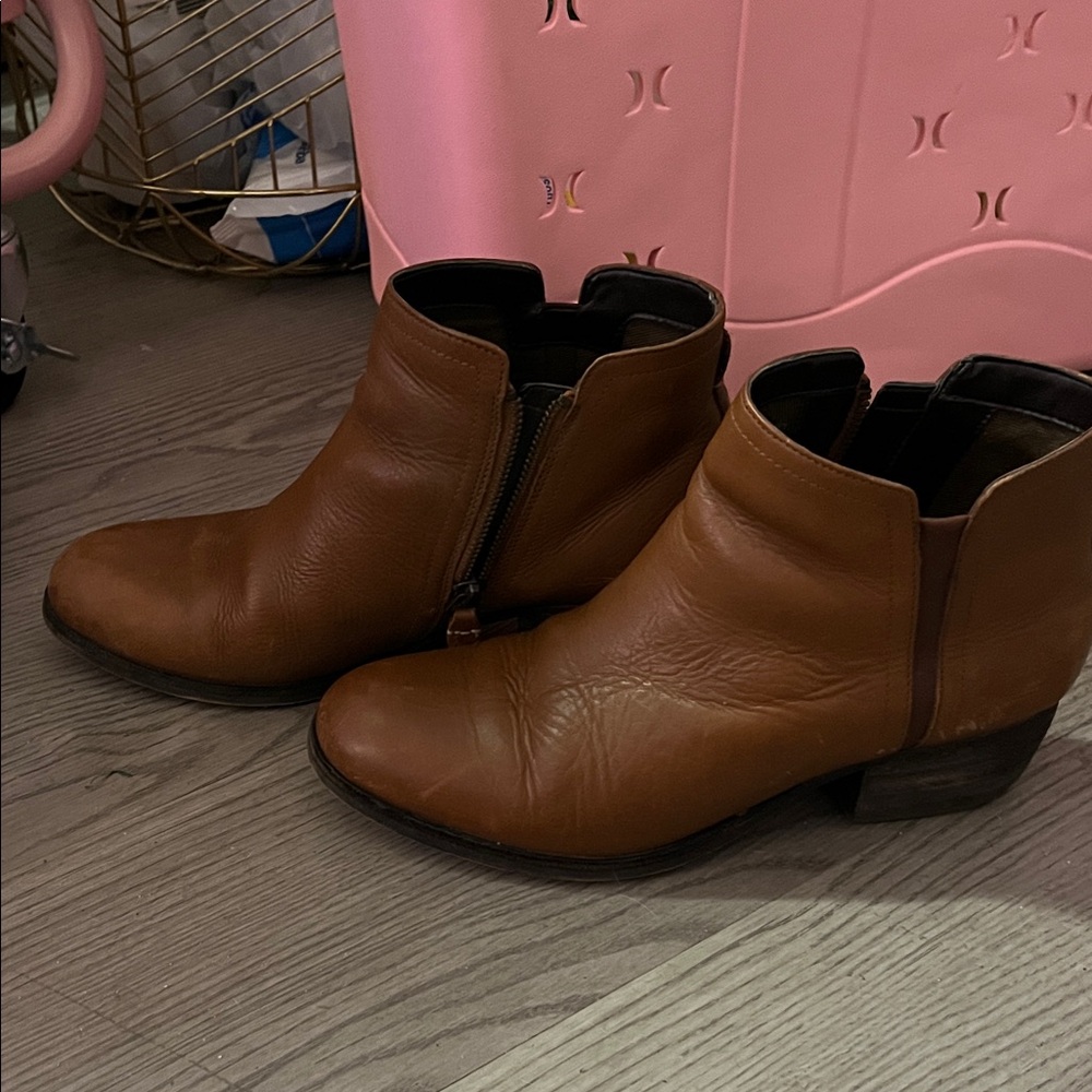 Clarks Tan Leather Ankle Booties